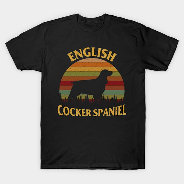 English Cocker Spaniel Dog Lovers Owners Vintage Retro Pet Mom Dad Gift Ideas T-Shirt by Amzprimeshirt